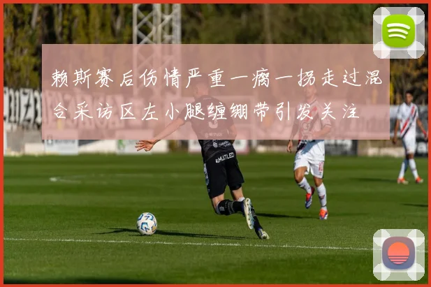 赖斯赛后伤情严重一瘸一拐走过混合采访区左小腿缠绷带引发关注